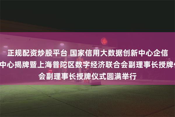 正规配资炒股平台 国家信用大数据创新中心企信e融全国运营中心揭牌暨上海普陀区数字经济联合会副理事长授牌仪式圆满举行