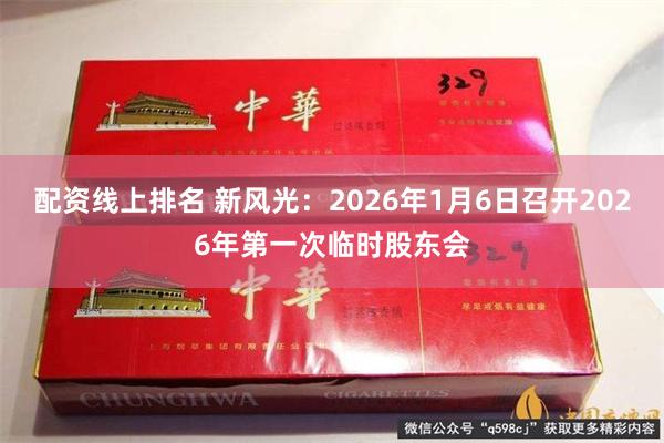 配资线上排名 新风光：2026年1月6日召开2026年第一次临时股东会
