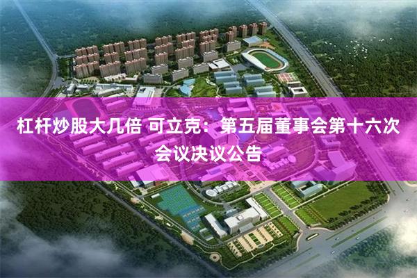 杠杆炒股大几倍 可立克：第五届董事会第十六次会议决议公告